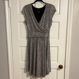 Anthropologie Maeve Metallic Stretch Cap Sleeve Dress
